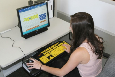 Student using assistive technology
